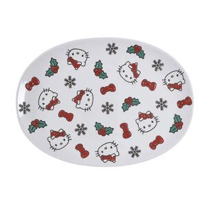 HELLO KITTY Porcelain Hello Kitty Christmas Wreath Oval Platter